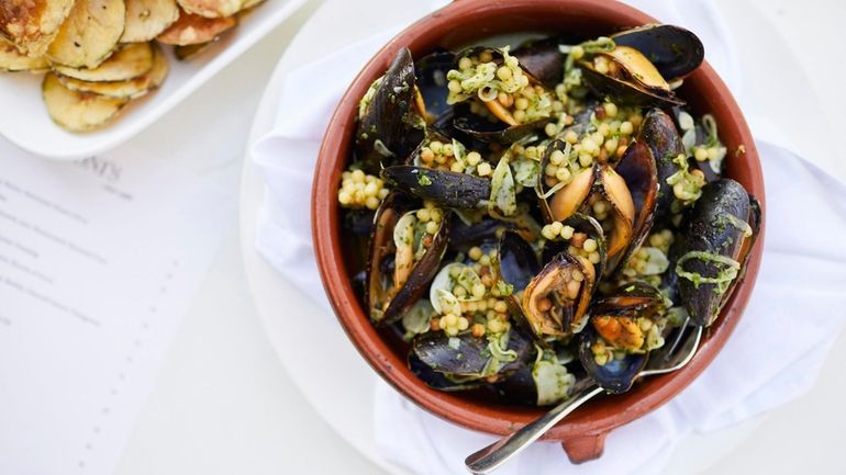 Roasted mussels at Nick & Toni's in East Hampton.