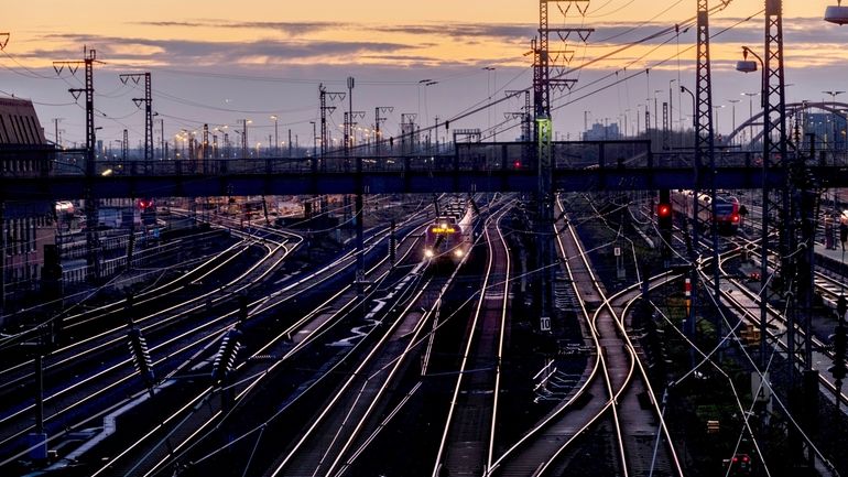 Empty rails are pictured outside the central train station in...