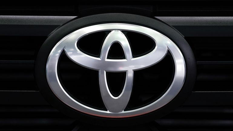 A Toyota logo is shown at the North American International...