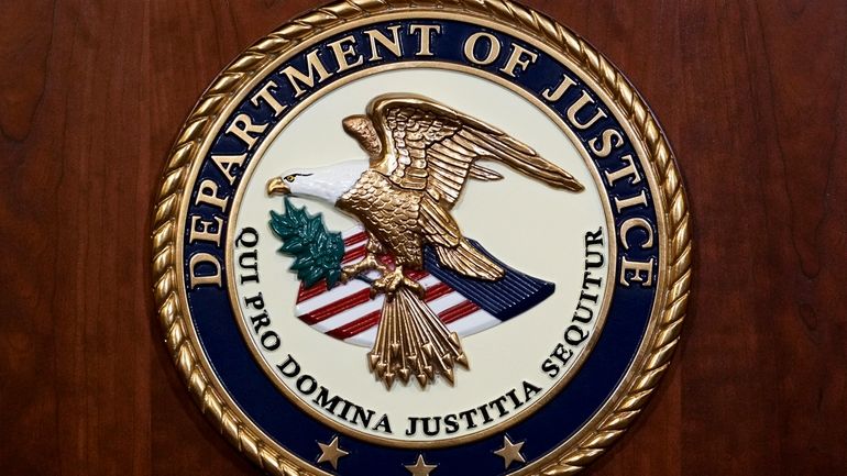 The seal of the Department of Justice, Aug. 1, 2023,...