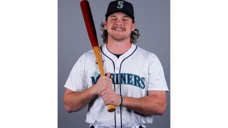 Hogan Windish of the Seattle Mariners baseball team poses in...