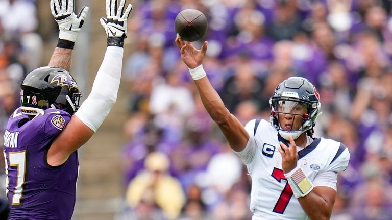 Texans' Stroud takes beating in opener, sacked five times in 25-9 loss to  Ravens, National