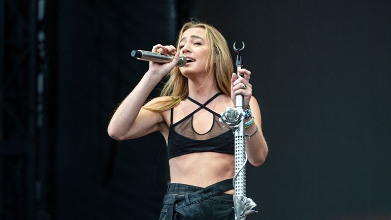 Country singer Ingrid Andress is seen performing at Lollapalooza Music Festival...