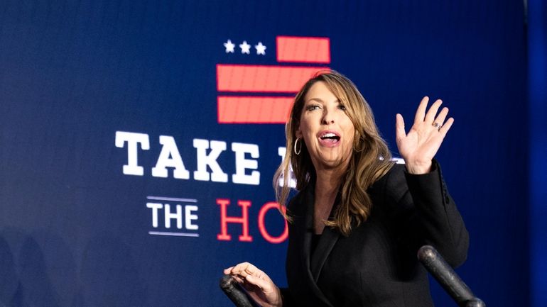 Republican National Committee chair Ronna McDaniel arrives on stage before...