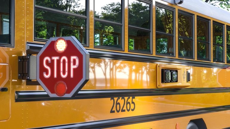 A school buses in Suffolk County equipped with stop-arm cameras...