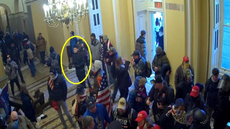 This image from video from the Justice Department in the...