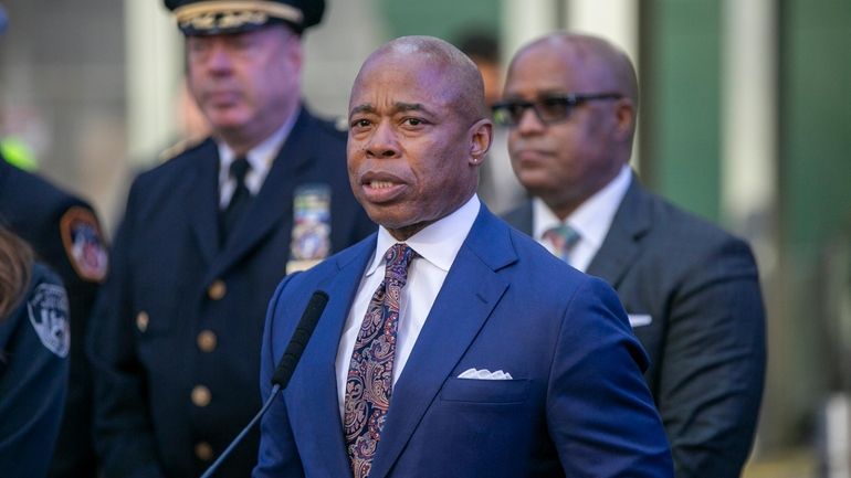 New York City Mayor Eric Adams speaks in New York's...