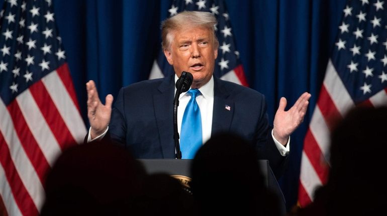 President Donald Trump speaks during the first day of the...