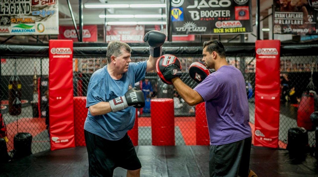 Rich Shaffer, Babylon Town supervisor, works out with MMA - Newsday