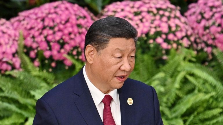 China's President Xi Jinping, speaks at the opening ceremony of...