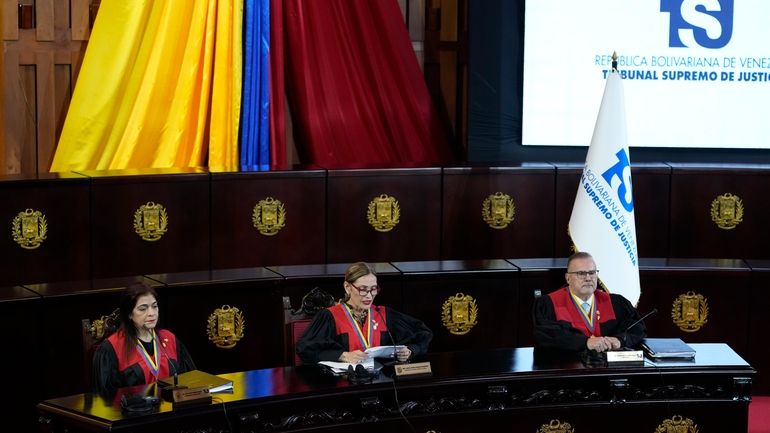 Supreme Court President Caryslia Rodriguez speaks at the Court which...