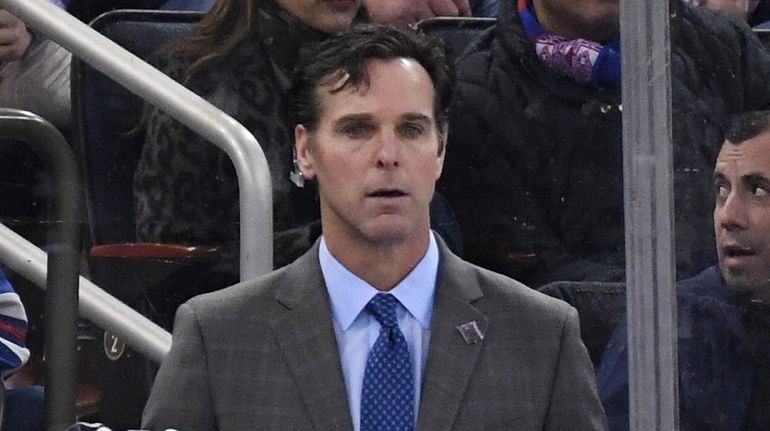 Rangers head coach David Quinn looks on during the first...