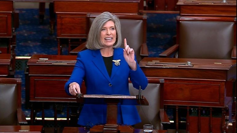 This image from Senate Television video shows Sen. Joni Ernst,...