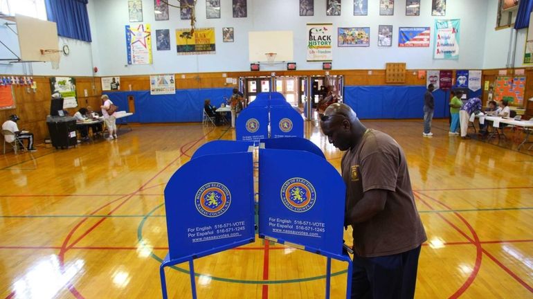 Light turnout for primary voting at Dutch Broadway Elementary School...