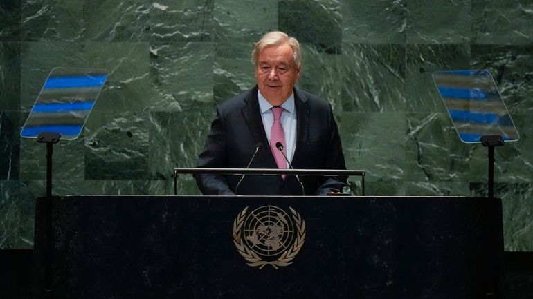 António Guterres, United Nations Secretary-General, speaks to the United Nations...