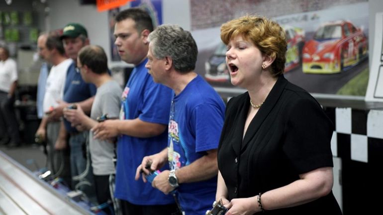 Slot car racers at Port Jefferson Raceway in Farmingville. Doreen...