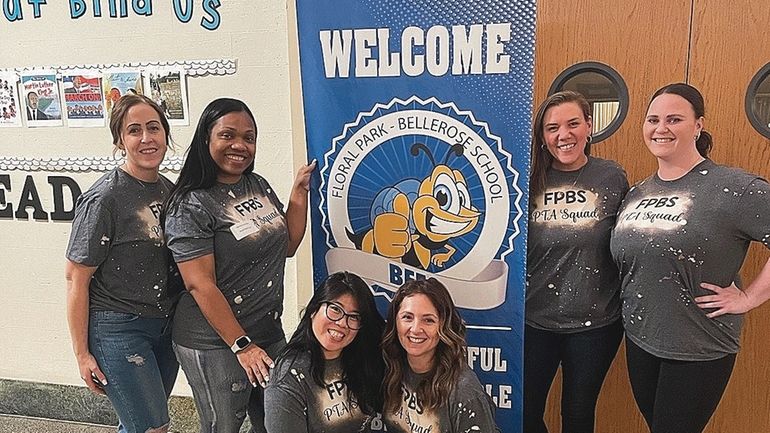 Floral Park-Bellerose School PTA board members, from left: Jacqueline Payoute, Susan...