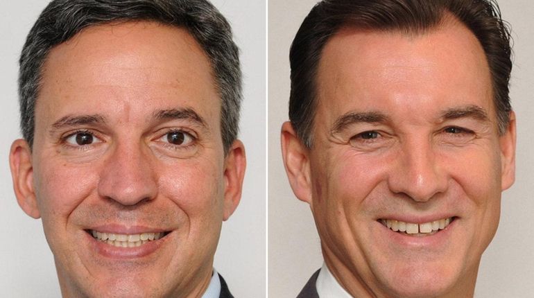 Republican State Senator Jack Martins, left and Democrat Thomas Suozzi...