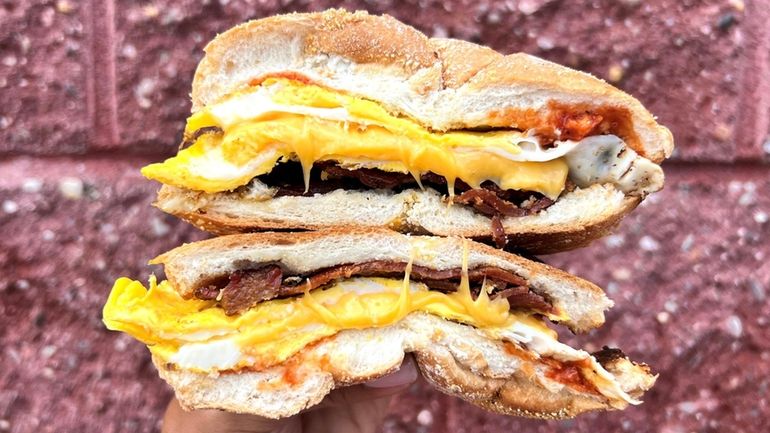 Bacon, egg and cheese on a kaiser roll at the new...