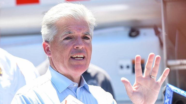 Suffolk County Executive Steve Bellone speaks during a press conference...