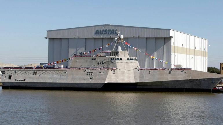 The Littoral Combat Ship Coronado sits alongside the Austal USA...