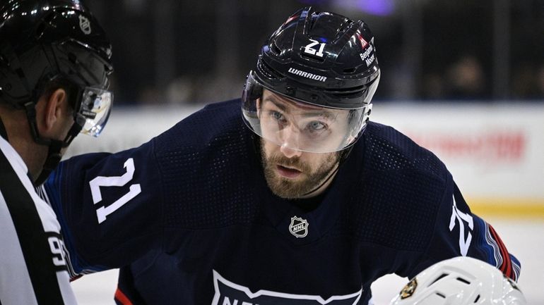 Rangers center Barclay Goodrow sets before a face off against...