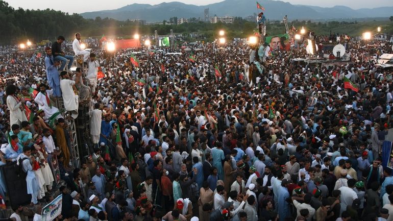 Thousands of supporters of Pakistan's imprisoned former Prime Minister Imran...