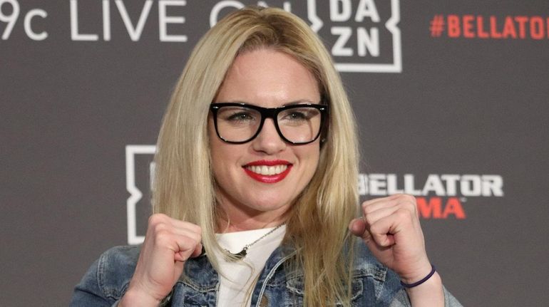 Heather Hardy appears at a Bellator MMA news conference on...