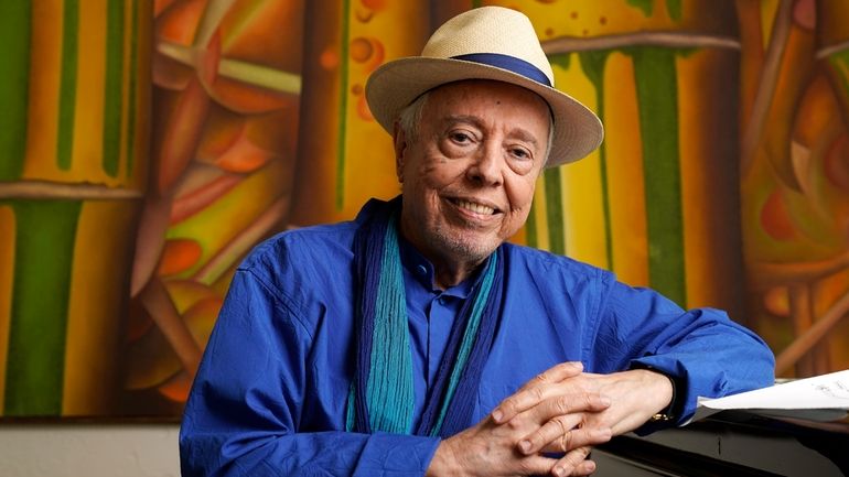 Brazilian musician Sergio Mendes poses for a portrait at home...