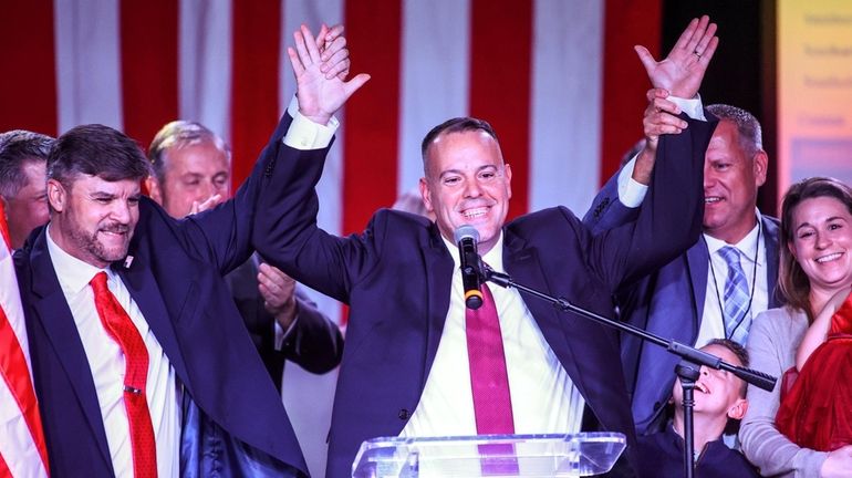 Dan Panico, Town of Brookhaven supervisor-elect, celebrates at the Suffolk...