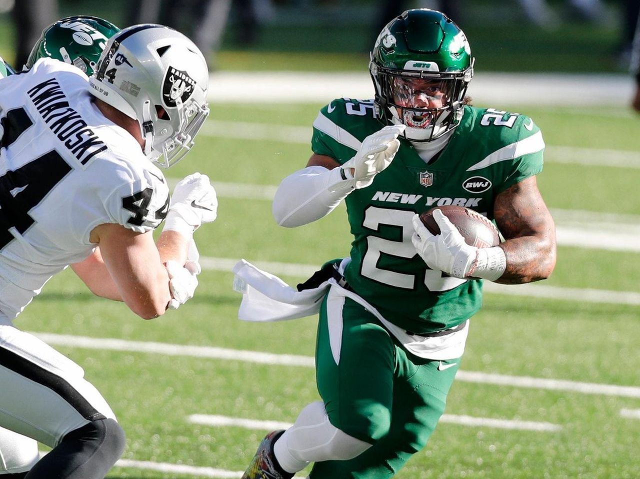 Jets' Ty Johnson on touchdown vs. Raiders: 'I didn't believe I