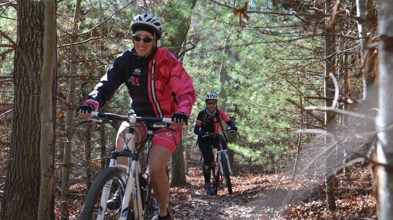 The mountain bike trail at Cathedral Pines Park in Yaphank.