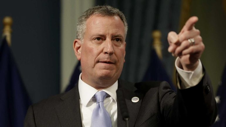 New York City Mayor Bill de Blasio at City Hall...