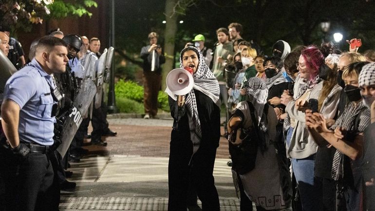 Pro-Palestinian protesters and Philadelphia police have a standoff along 34th...