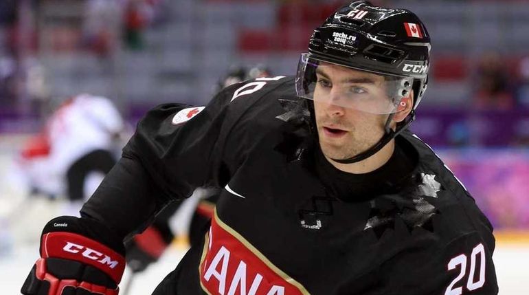 John Tavares warms up prior to Canada's Group B game...