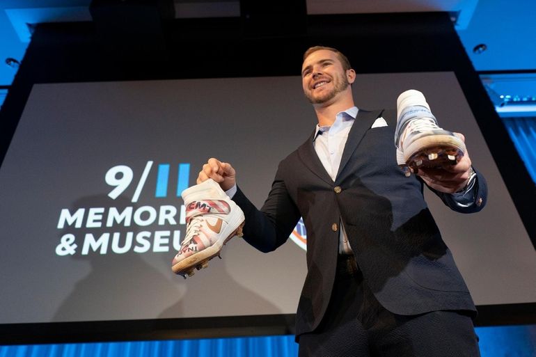 Pete Alonso donates special Sept. 11 cleats to 9/11 museum