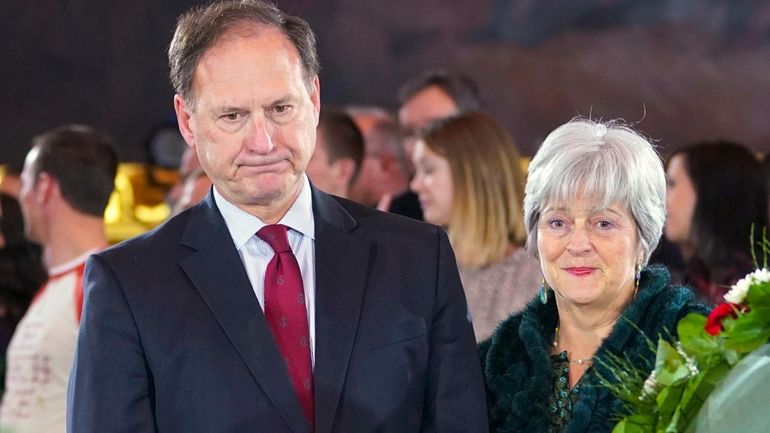 Supreme Court Justice Samuel Alito Jr., left, and his wife...