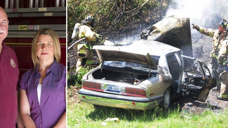 Passing motorists rescue elderly man from burning car - Newsday