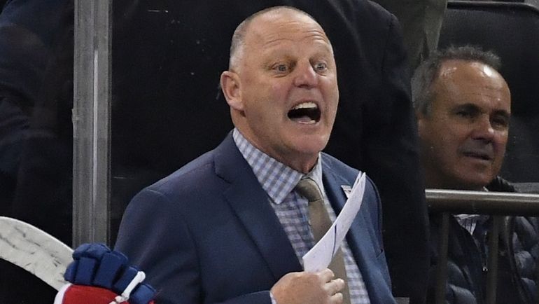 Rangers head coach Gerard Gallant reacts in the first period...