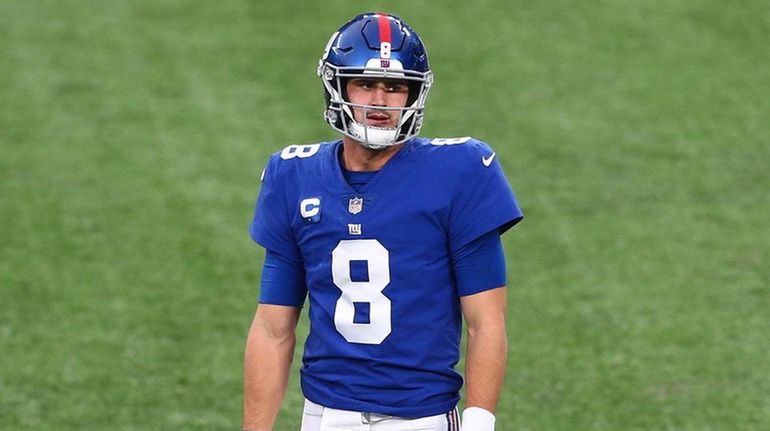 Giants quarterback Daniel Jones before being replaced by quarterback Colt...