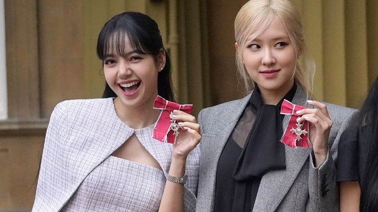 Lisa (Lalisa Manoban), left, and Rose (Roseanne Park) from the...