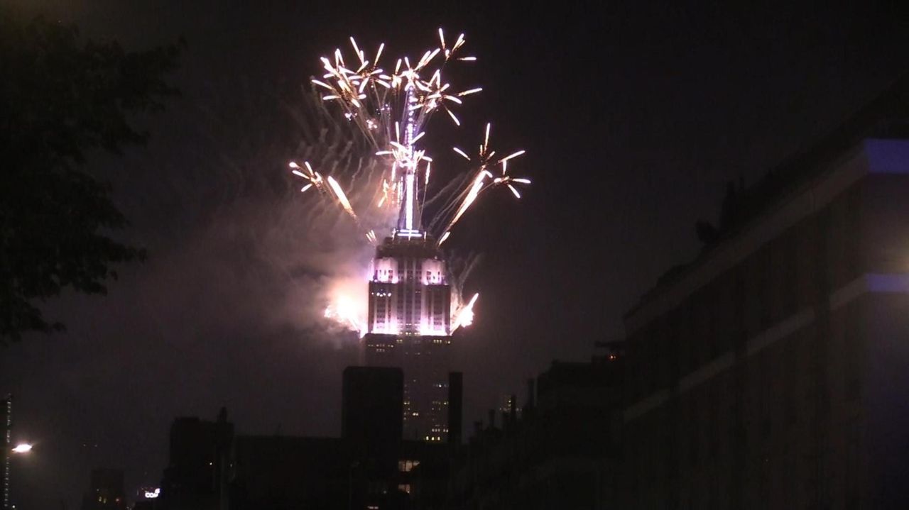 Fireworks erupt from the Empire State Building Newsday