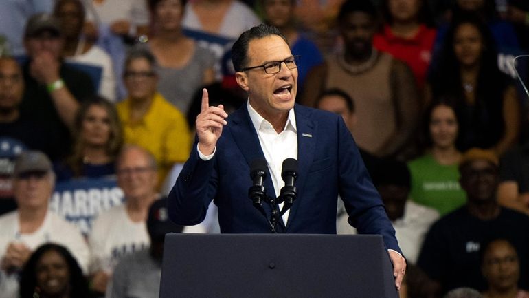 Pennsylvania Gov. Josh Shapiro speaks before Democratic presidential nominee Vice...