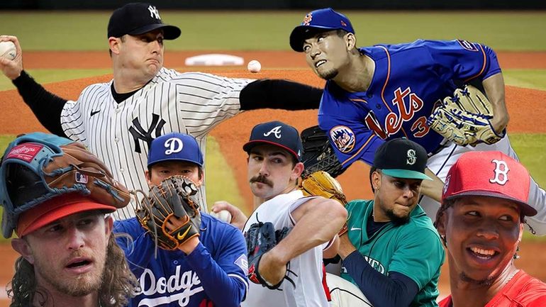 Clockwise from top left: Gerrit Cole, Kodai Senga, Brayan Bello,...