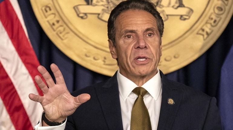 Gov. Andrew Cuomo speaks during a news conference in New...