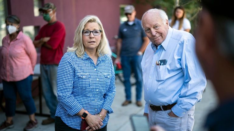 Rep. Liz Cheney, R-Wyo., arrives, with her father, former Vice...