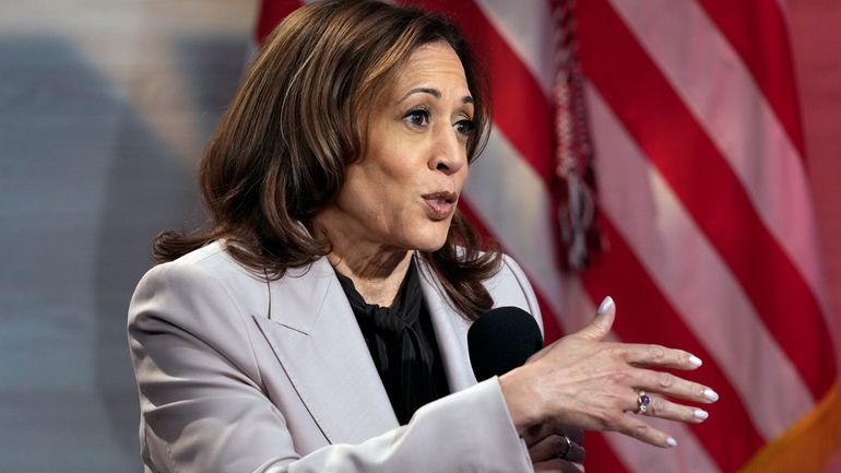 Democratic presidential nominee Vice President Kamala Harris speaks during National...