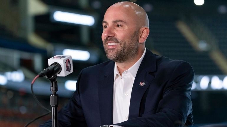 New Columbus Blue Jackets head coach Pascal Vincent answers questions...