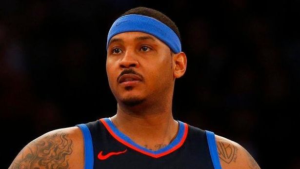 Carmelo Anthony of the Oklahoma City Thunder against the Knicks...