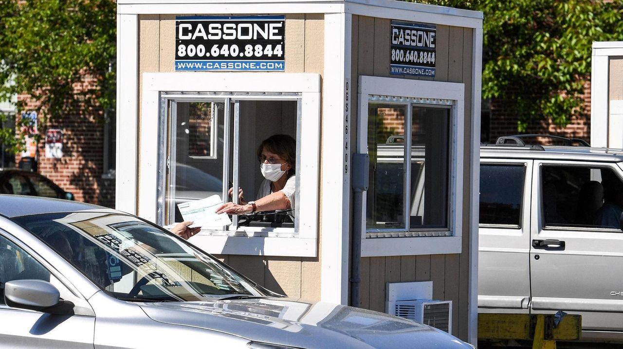 Drive thru tax payment booth at Babylon Town Hall Newsday